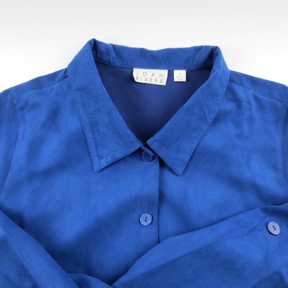 (2) JOAN RIVERS FAUX SUEDE BOYFRIEND SHIRTS